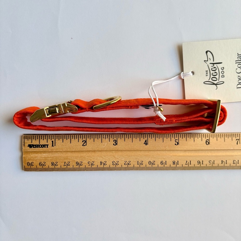The Foggy Dog Orange Dog Collar Small Gold Hardware Pet Fall Harvest NEW w/ tags - Picture 13 of 13